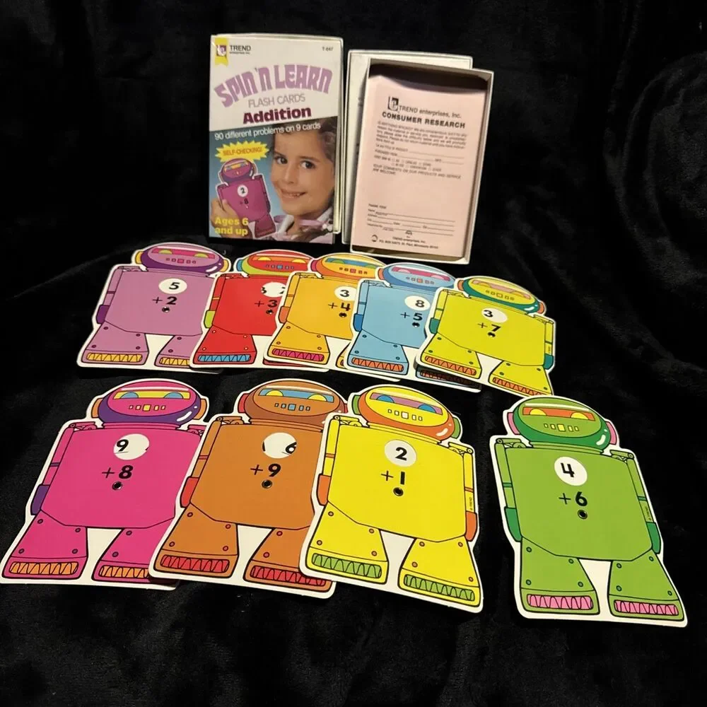 Vintage 1984 Spin 'N Learn Flash Cards Addition Subtraction Multiplication